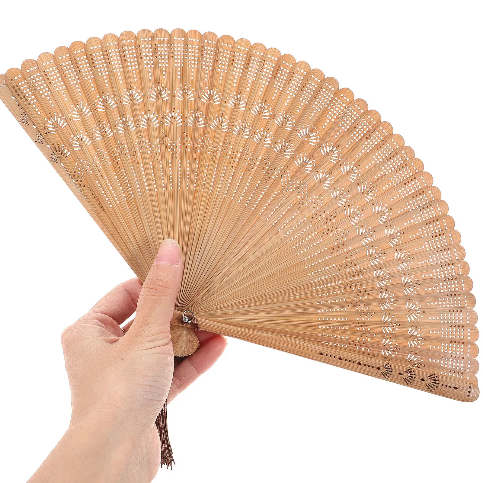 갈색 대나무 빈티지 접이식 부채, 여성용 우아한 선물, 결혼식, 생일, 무대 공연용 휴대용 접이식 부채