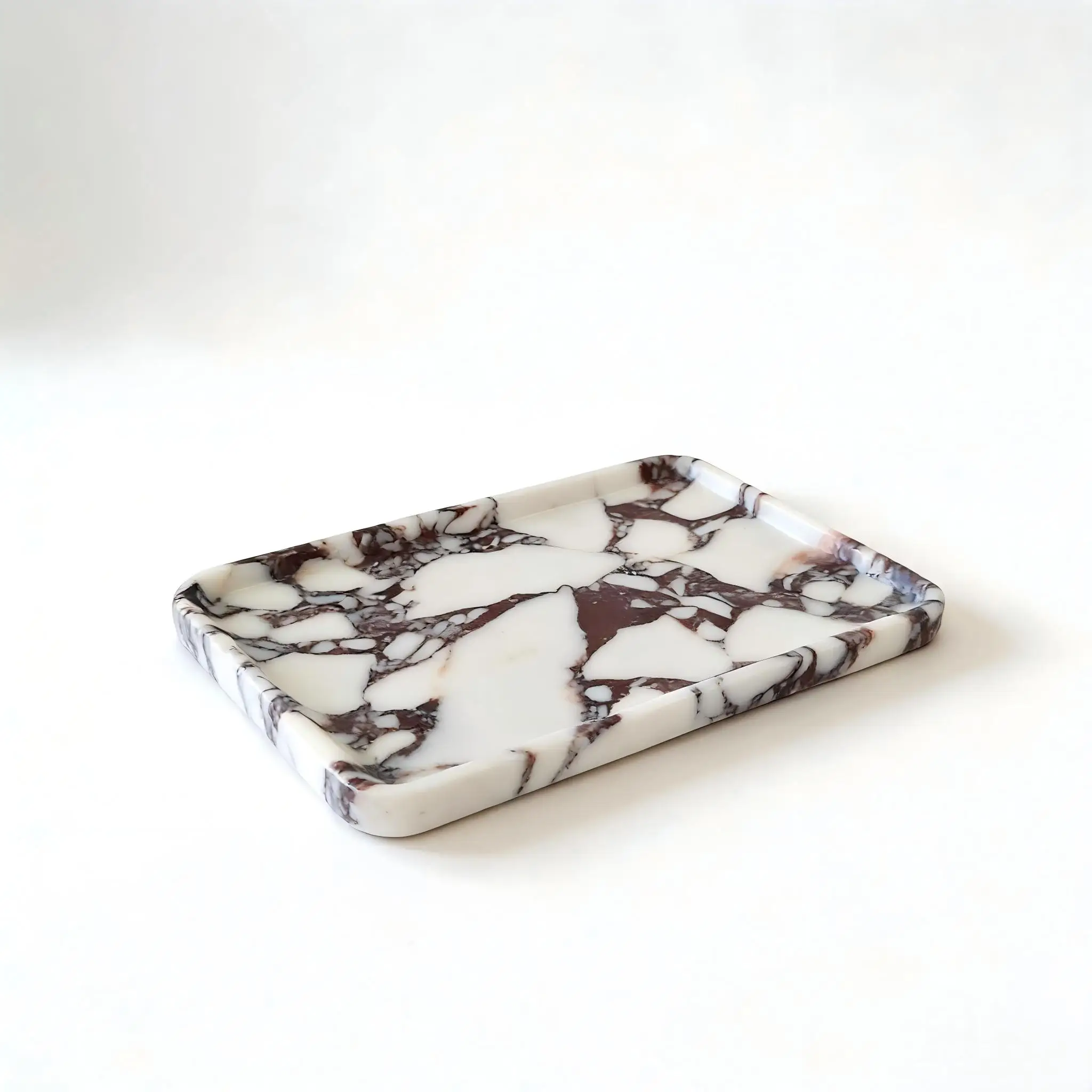 صينية مستطيلة من رخام كالاكاتا البنفسجي، صينية زخر...