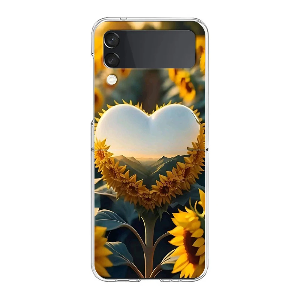 Sunflower Transparent Shockproof Hard PC Phone Case - Foldable Design