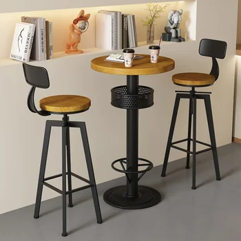 Restaurant Kitchen Bar Tables Side Eat Standing Party Vintage Dining Table Wooden Round Muebles De Cocina Furniture