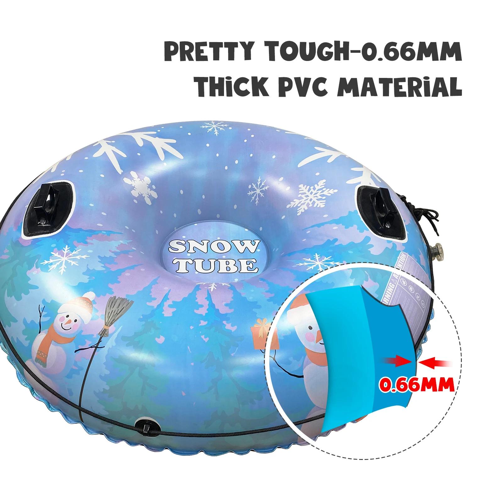 Inflatable Ski Ring PVC Sledding Tube Thicken Snow Tubing Winter Snow Tube with Handle