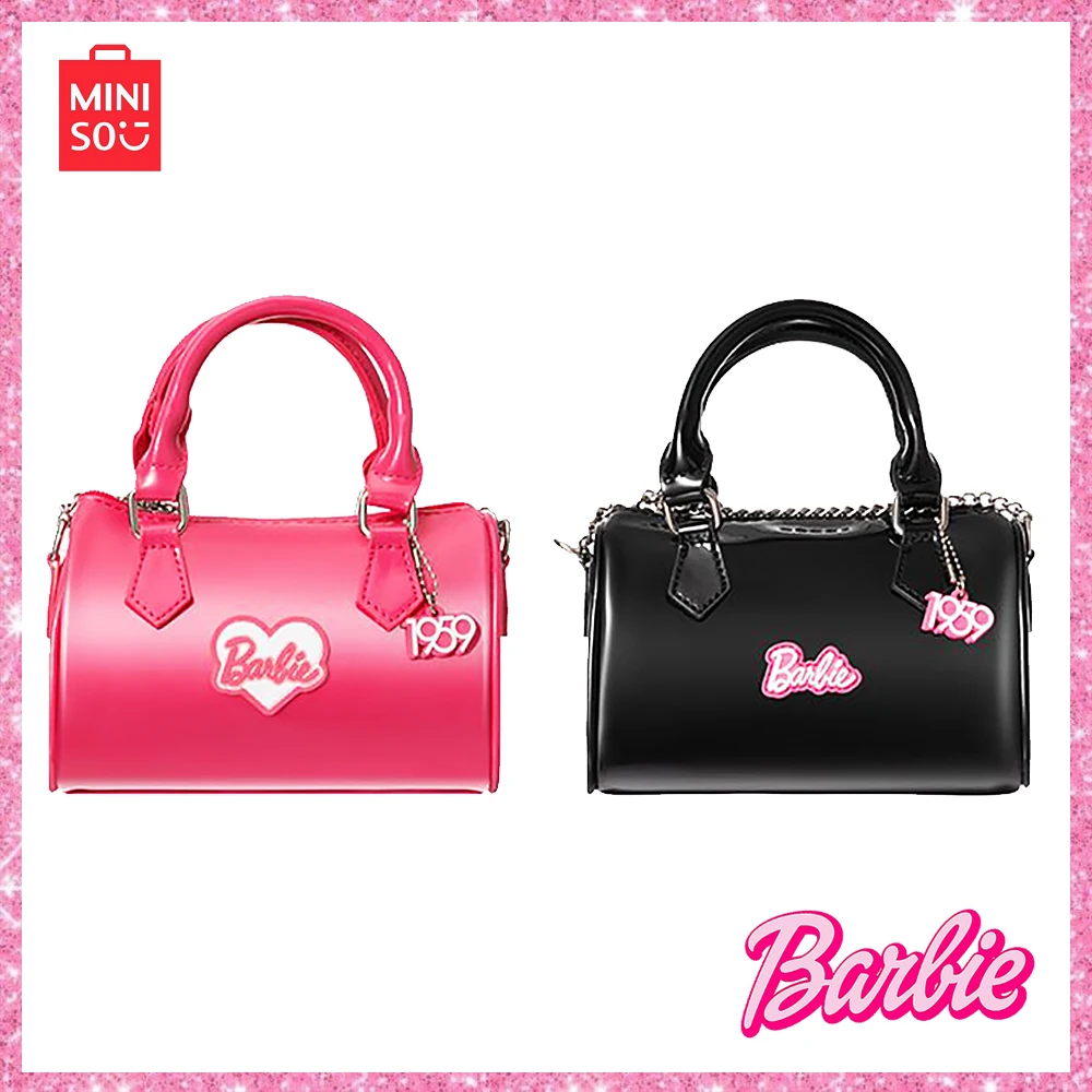 Miniso Kawaii Barbie 2023 New Barbie Girl Shiny Face Shoulder Bag