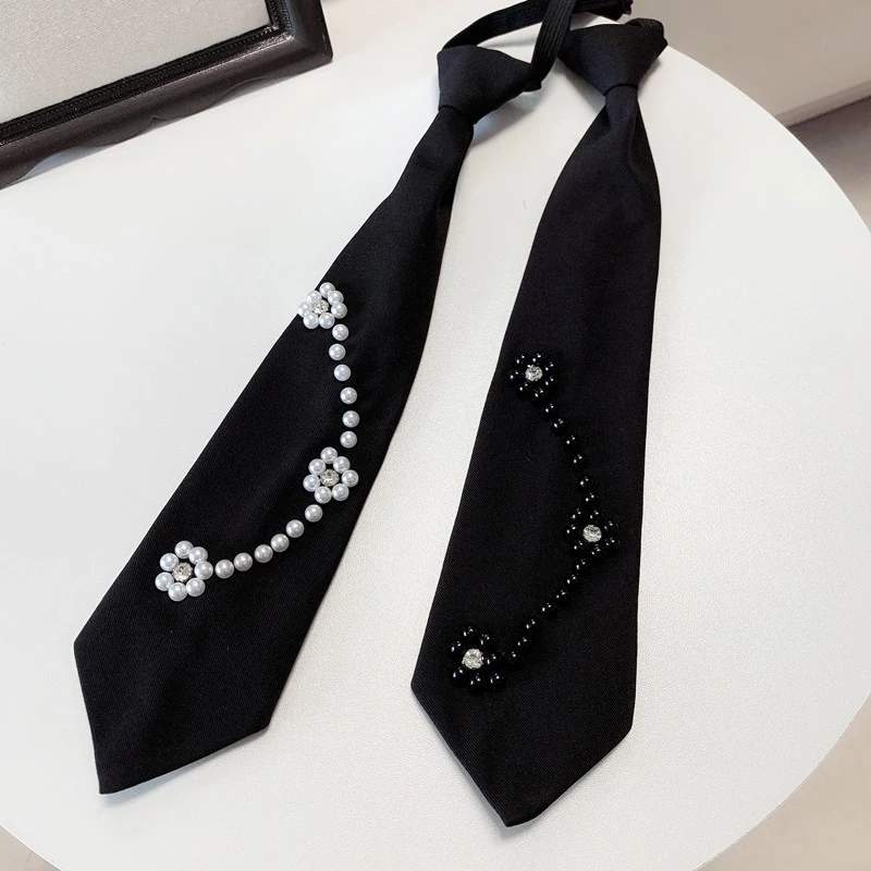 Retro Black Fabric Ribbon Tie Collar Y2k Girl Boys Ties Japanese Style Shirt School Student Uniform Necktie Clothing Accessory woven necktie necktie set