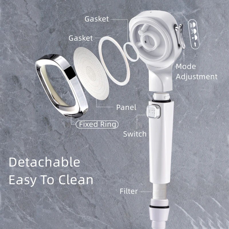 High Pressure Shower Head One-key Stop Water Toothbrushes Head Water Saving Adjustable Shower Bathroom Accessories shower head shower nozzle
