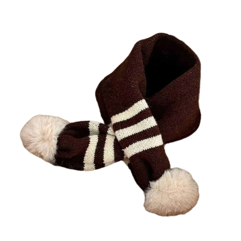 Winter Knitted Children's Scarf Baby Pom Scarf Soft Scarves Neck Collar Cartoon Bear Girl Neckerchief Warmer Stuff