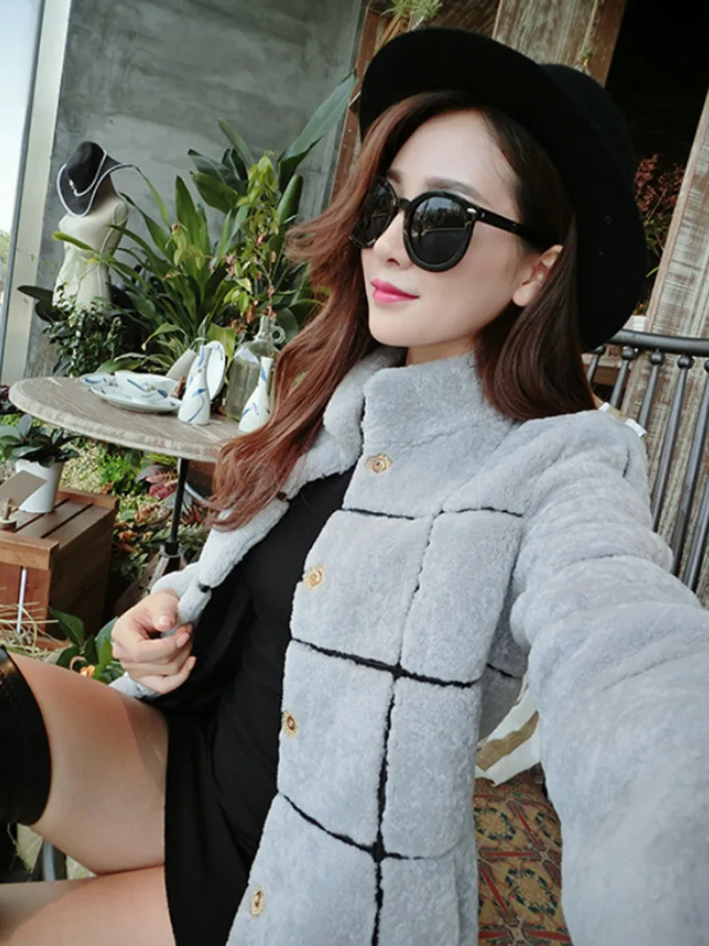 

Комбинезон из овечьей шерсти, пальто из искусственного меха, новая шерстяная женская зимняя куртка средней и длинной длины