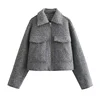 ASDS Autumn Winter Cropped Jacket for Women Short Coat Tweed Jacket Zip Crop Demi-season Jacket Woman New in outerwears 5