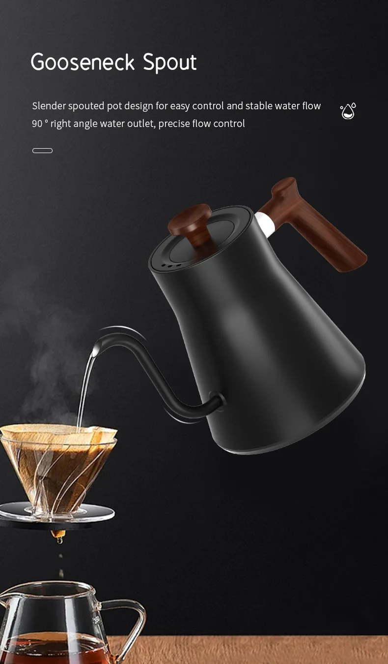 Description Picture 4 of item110V/220V Electric Kettle Gooseneck Jug Hand brew Coffee Pot Thermo Pot Temperature-Control Heating Water Bottle Smart Teapot