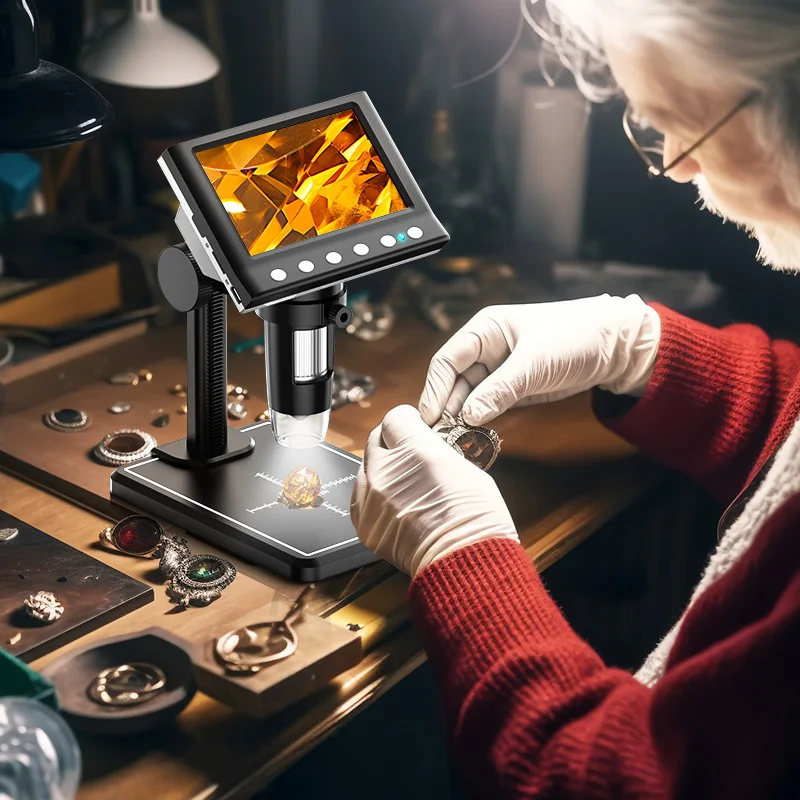 Hayve 4.3'' Digital Microscope 1600X USB Microscope 1080p Soldering Microscope with 8 LEDs Compatible with Windows/Mac OS (DM7) 6