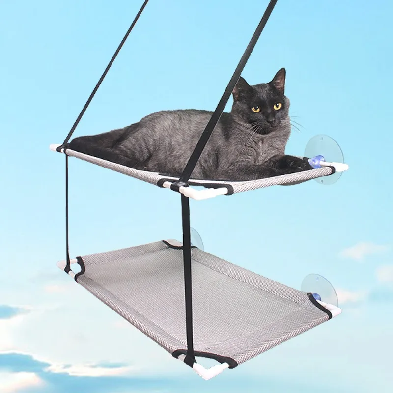 New Pet Cat Hammock Suction Cup Cat Climbing Frame Glass Window Sill Tile Double Layer Sandwich Mesh Cat Nest Bed New Pet Cat Hammock Suction Cup Cat Climbing Frame Glass Window Sill Tile Double Layer Sandwich Mesh Cat Nest Bed