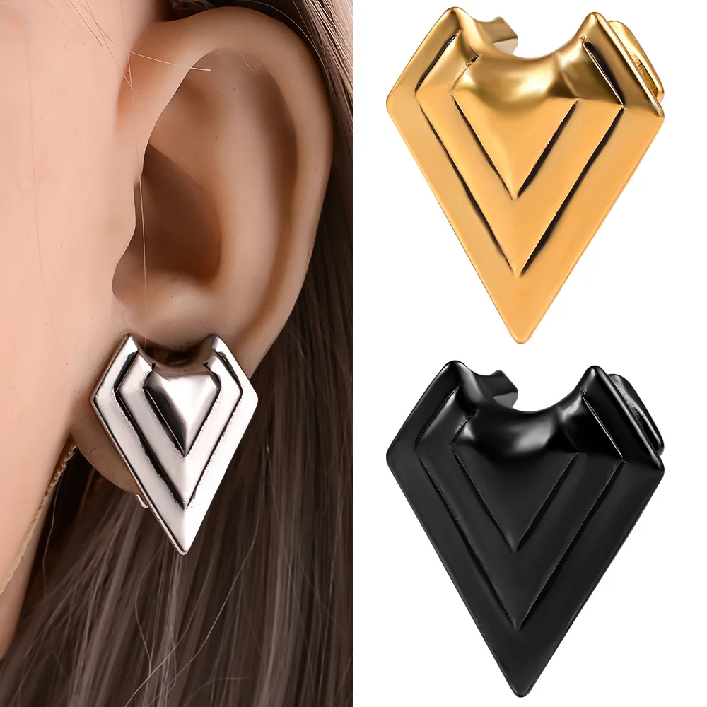 

Vankula 2PCS Simple Triangles Saddle Ear Tunnels Plugs Stainless Steel Ear Gauges Piercing Body Jewelry For Women Ears Expander