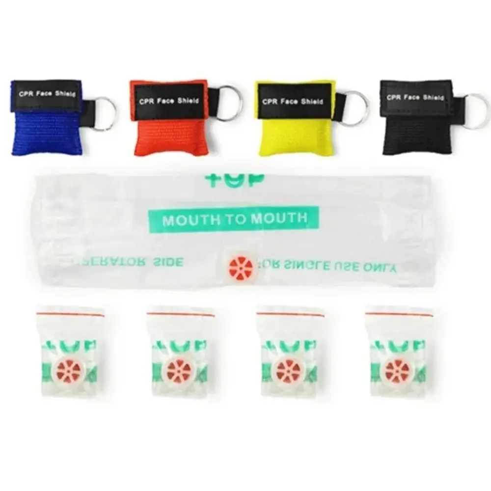 Disposable CPR Mask One-way Valve Professional Emergency Face Shield Mouth Breath Keychain Ring Resuscitator Mask Outdoor Rescue