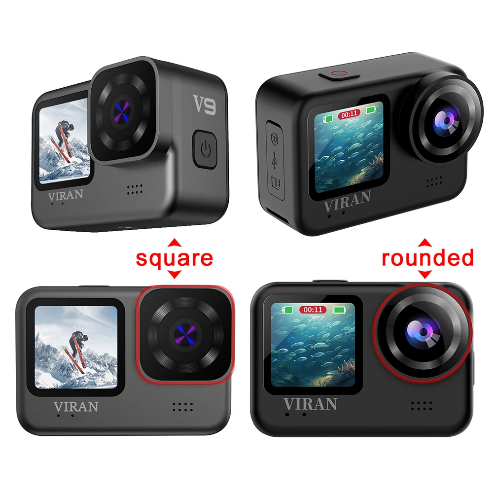 V9 4K Wifi Anti-Shake Camera 60FPS Waterproof Sports Camera with Remote Control Dual Screen Touch Control 170° Wide Angle Pro DV 5