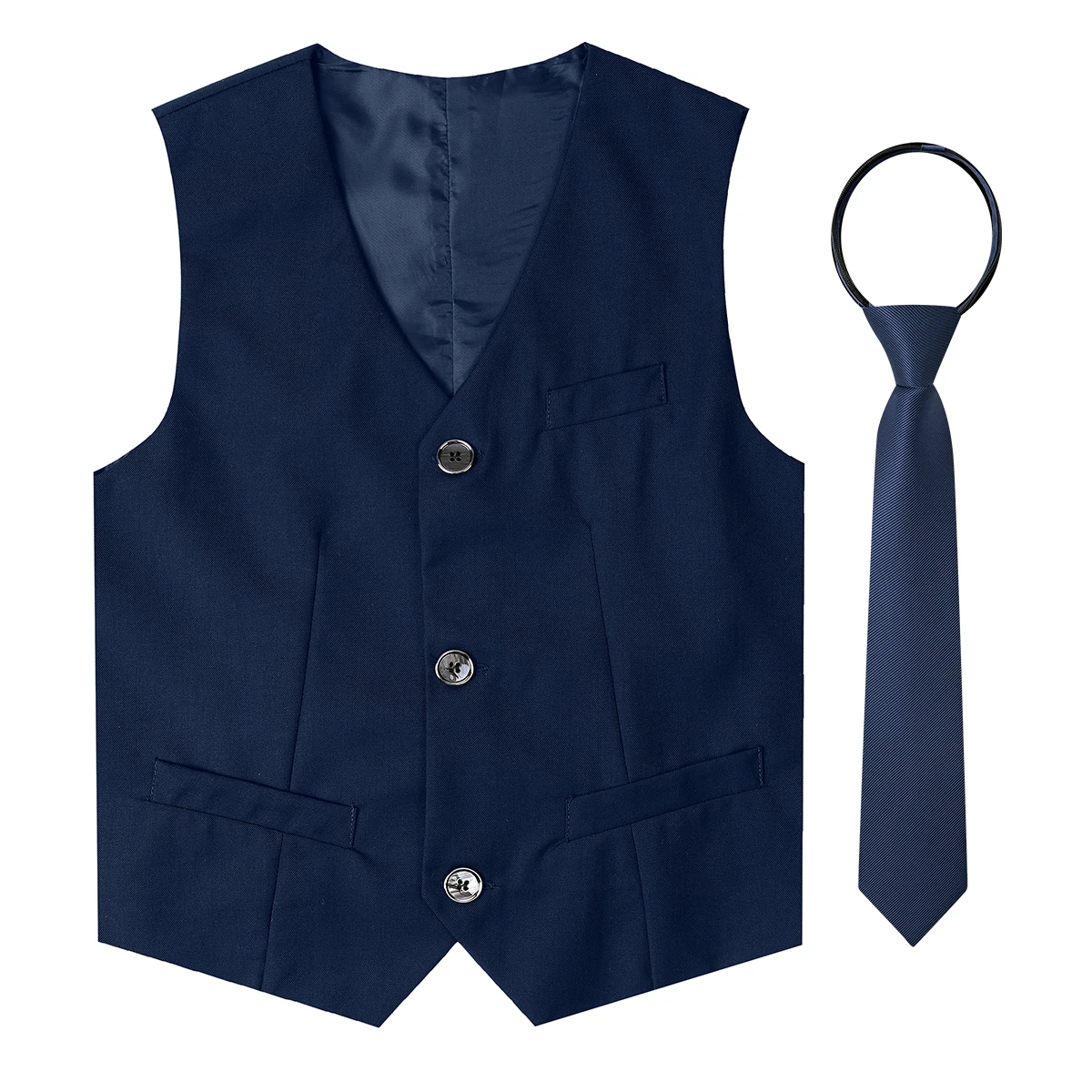 Kids Navy Dress Suit - Black Vest Boys Formal Blazer Toddler Wedding & Party Outfit