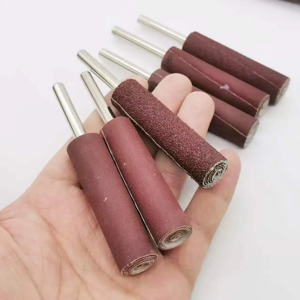 Cylindrical Head Sandpaper Stick Steel Shank & Sand Paper For Polishing