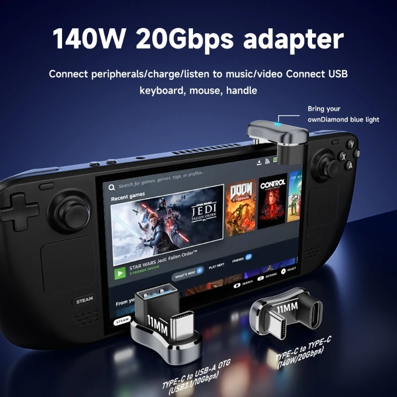 표시등이 있는 M6CA 범용 Type-C 어댑터 USB C-USB 어댑터 모바일, 태블릿 게임 콘솔용 10Gbps 속도