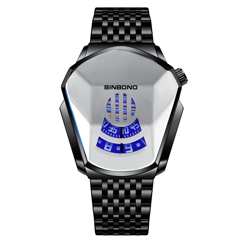 BINBOND Men's Domineering Motorcycle-Inspired Watch - Trendy Large Dial Stainless Steel Design