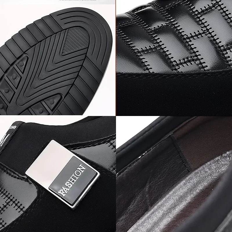 Casual Men Shoes Classic Office Men Work Shoes Business Slip-On Sewing Leather Shoes for Stylish Soft-soled  Men Dress Shoes 5