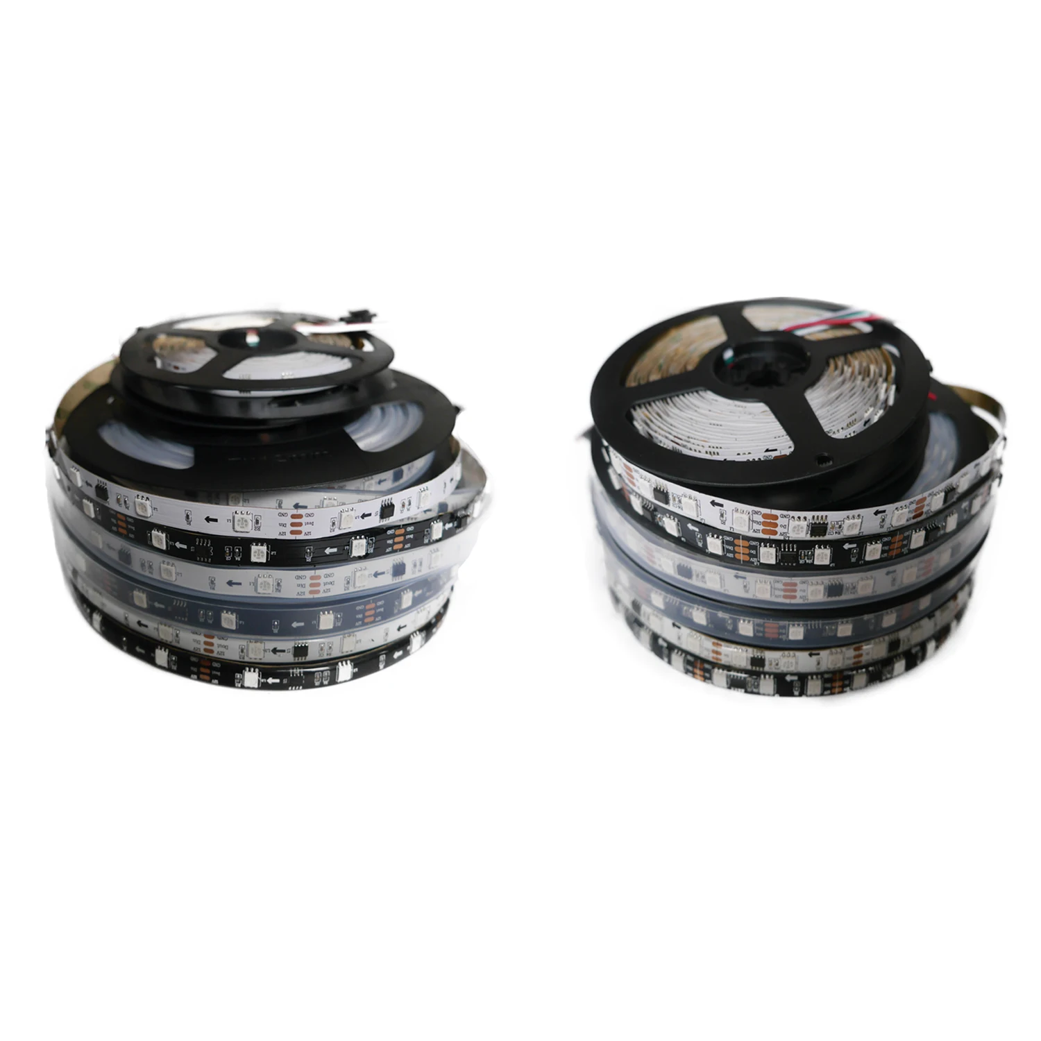 

WS2811 Светодиодная лента дневного света, 12 В постоянного тока, 5050 SMD RGB, Адресуемая 30/48/60/м, умные светодиодные пиксели, внешняя ИС, 5 м/рулон