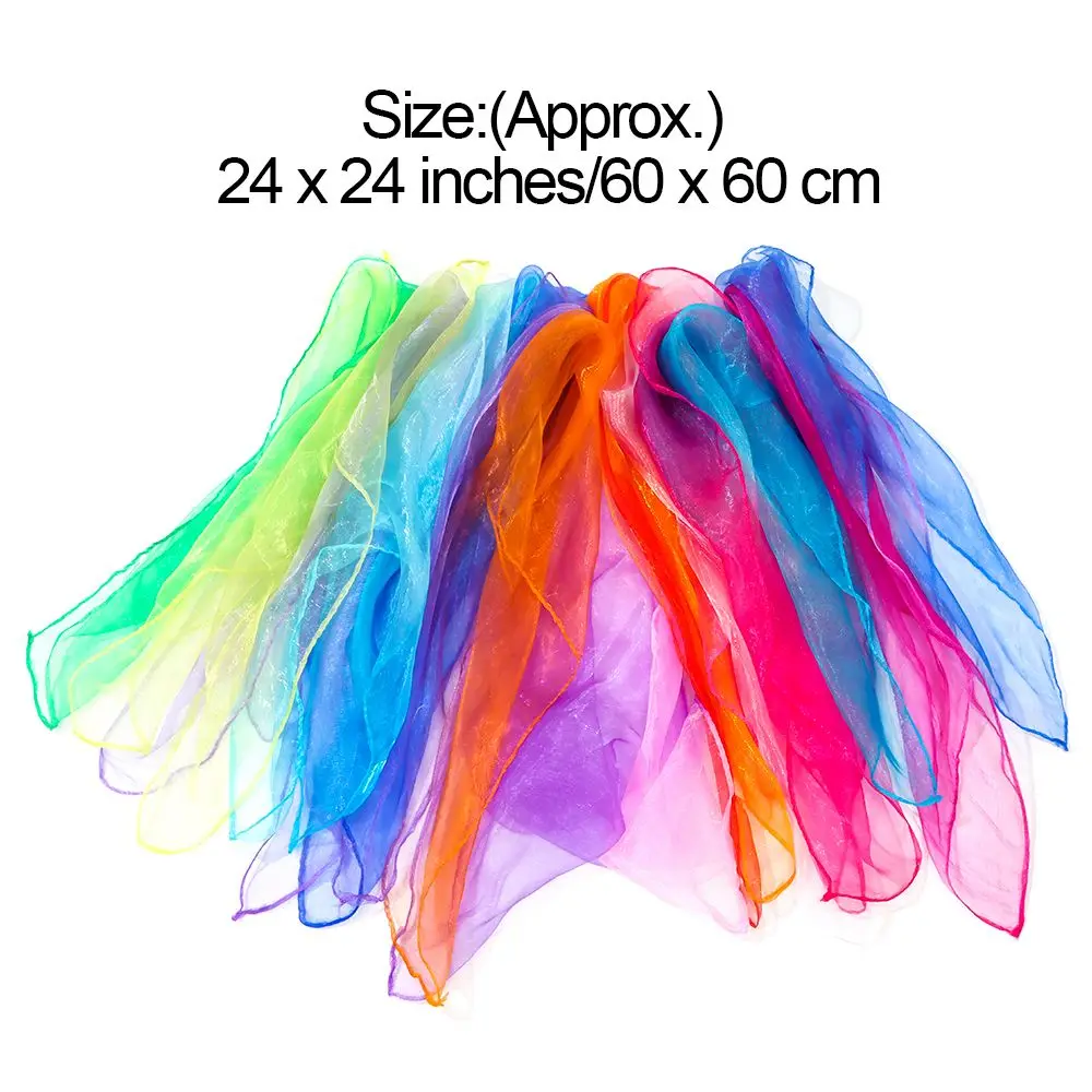 Lifreer Juggling Scarves, Performance Dance Scarves Muti-color Square - View #5