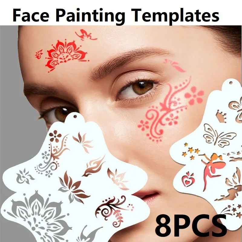 Face Painting Stencil Templates To Draw Children Stencils for Drawing Template Make-up Stencils for Facial Makeup 8PCS