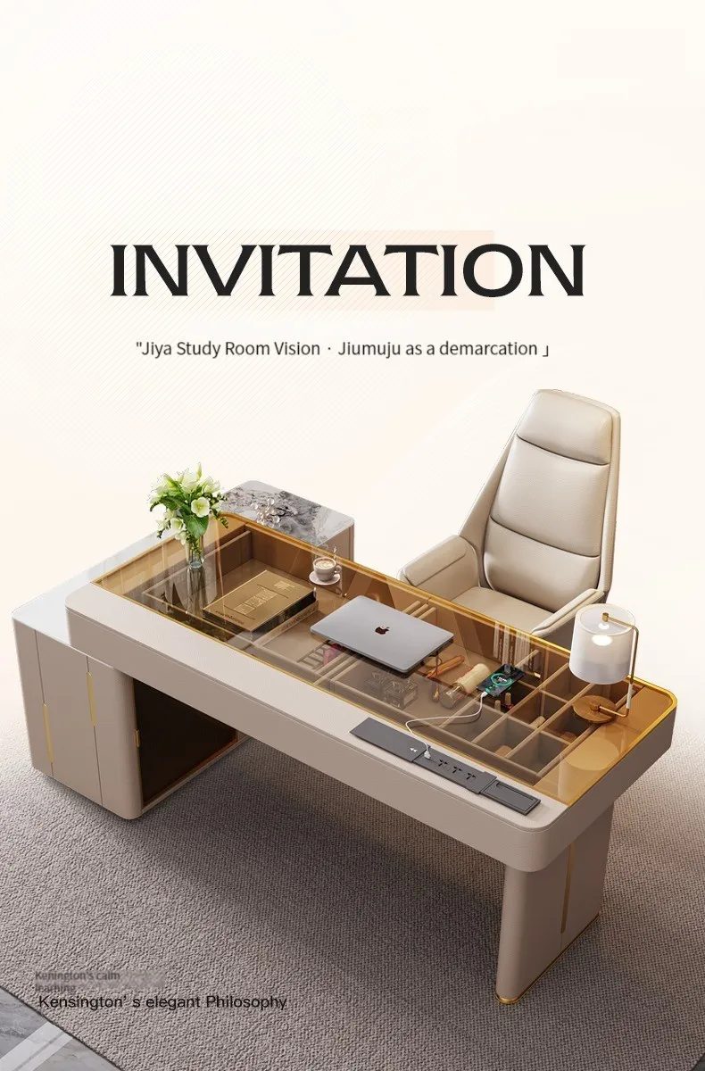 Description Picture 2 of itemModern Glass Bedroom Dresser Study Desk With Chair Home Furniture With Storage Function Sideboard Minimalist Furniture