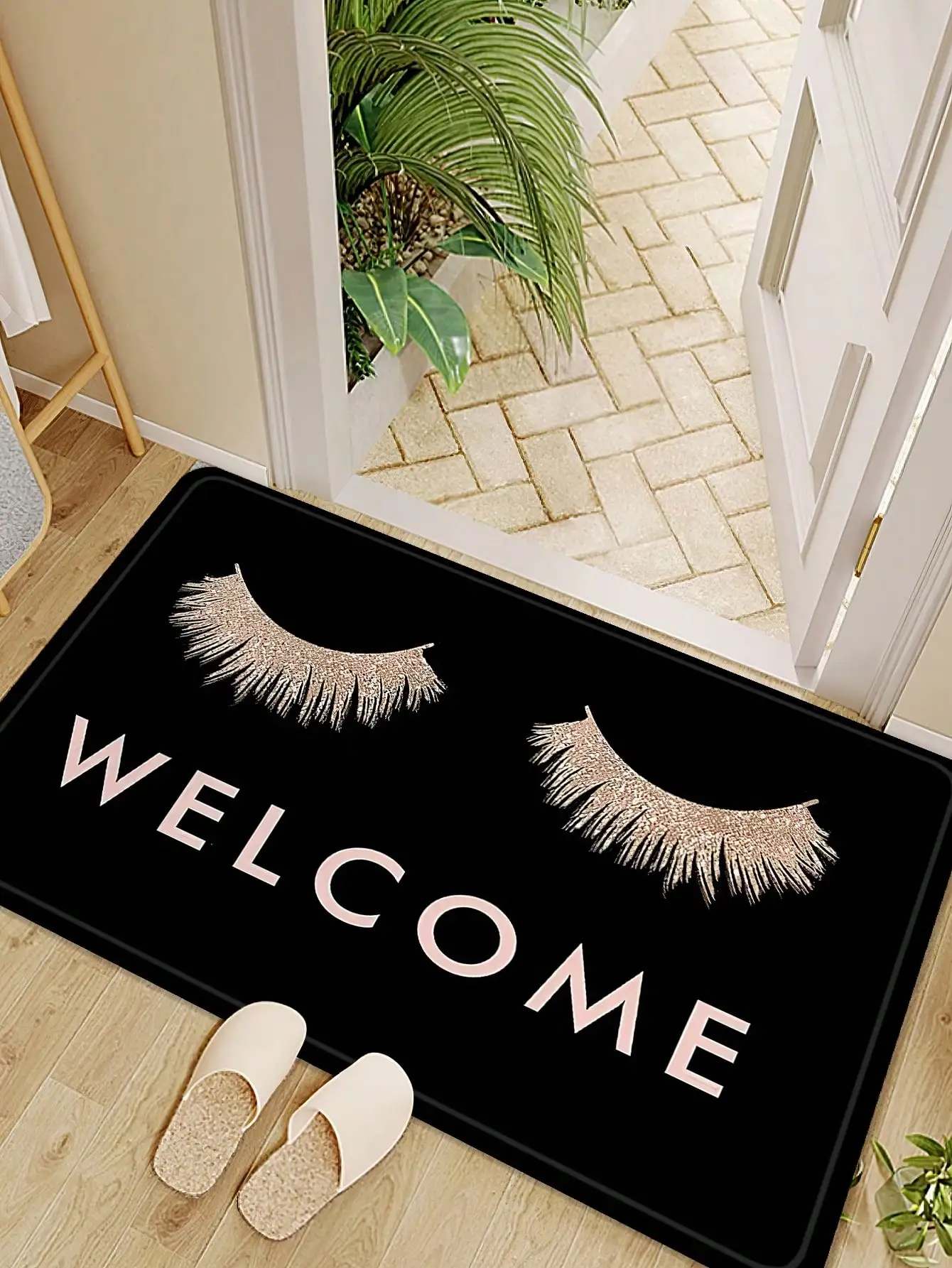 VIKAMA Lightweight Eye Print Crystal Pile Carpet Living Room Bedroom Entrance Foot Mat Kitchen Washable Dirty Resistant Doormat Floor Mat