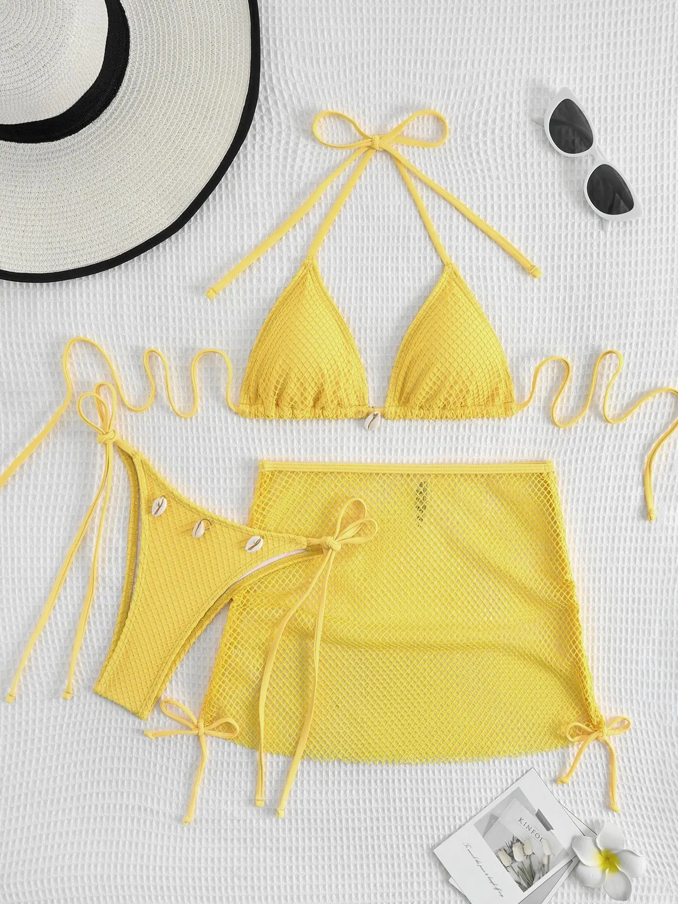 Summer Swimsuit For Women Sexy Bikini Set Push-up Padded Bra Thong Three Pieces Neck Halter Beachwear Bathing Sexy Swimsuits