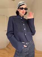Manteau chic pour femme, mode, simple boutonnage, manches longues, vestes pour femmes, printemps 2026, mode de rue, style chinois, vêtements courts pour femmes 1