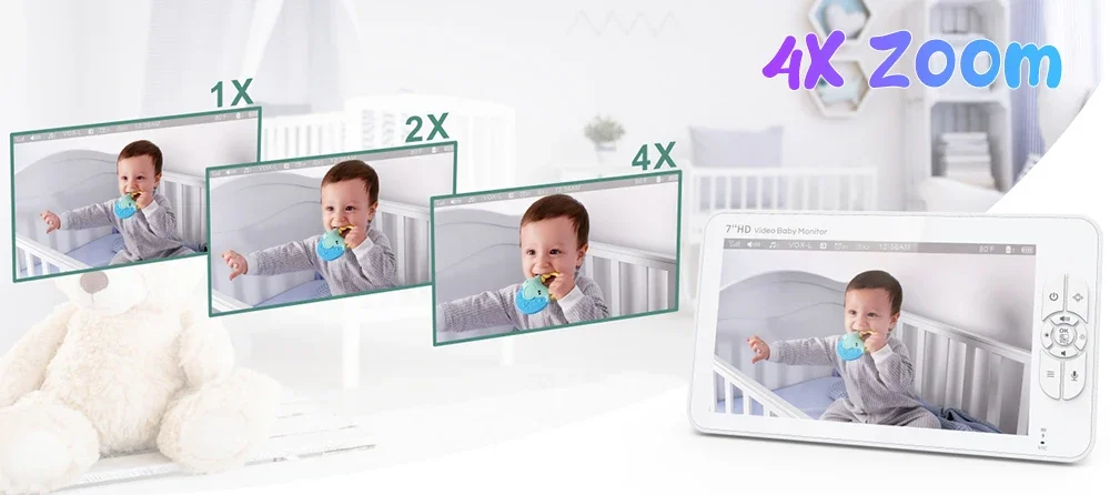 Baby Monitor with 2 Cameras 7" Large Display Audio and Video Surveillance 2-Way Talk 4000mAh Battery Infrared Night Vision VOX S66e13ea1da0847798d3ce8c6806df662Z