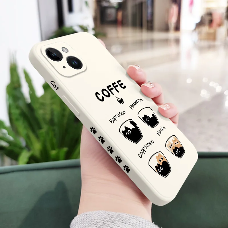 Adorable Coffee Cat Silicone Phone Case Cover
