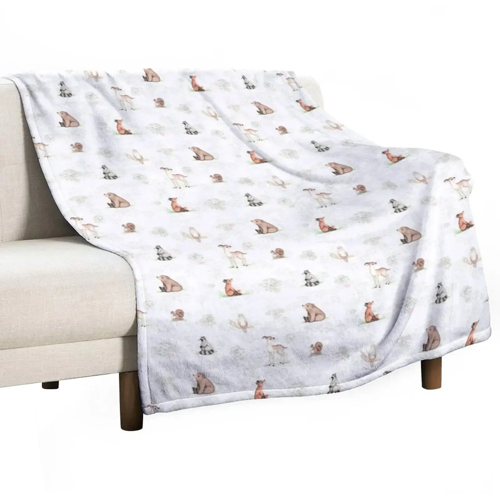 

Woodland Animal Print Throw Blanket Heavy Sofas Sofa Quilt valentine gift ideas Blankets