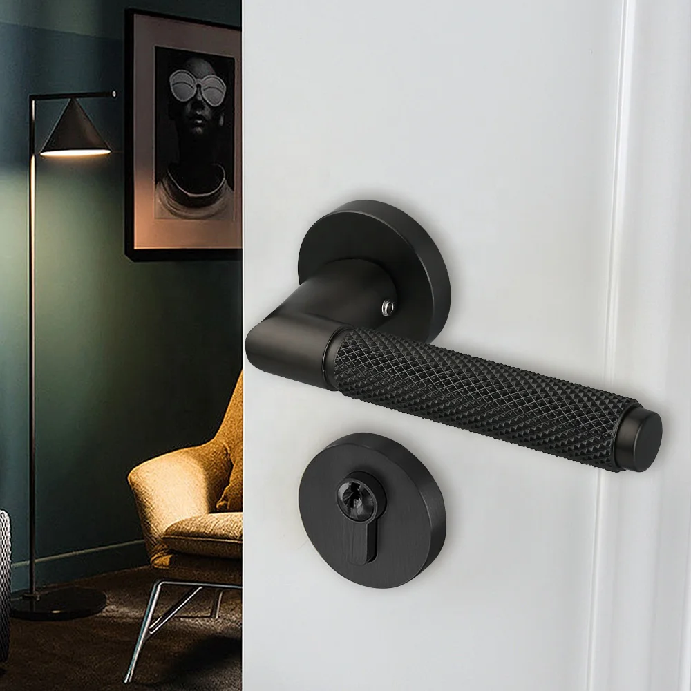 Viladepot Privacy Door Handle Knurled Handle Lever Bedroom Bathroom Passage Door Lock Without Lock Cylinder
