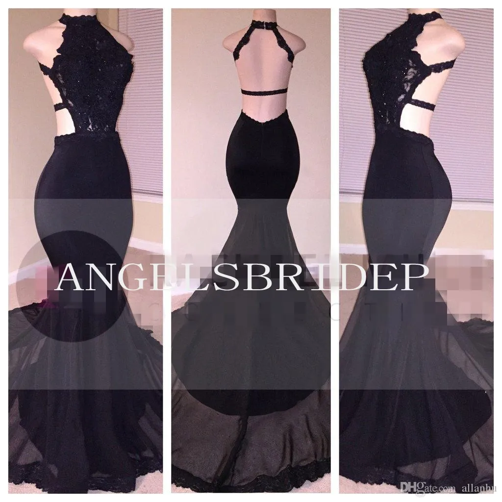 

Angelsbridep Black Mermaid Prom Dresses Sexy Backless Cocktail Party Vestido De Noite Long Off Shoulder Wedding Party Dress