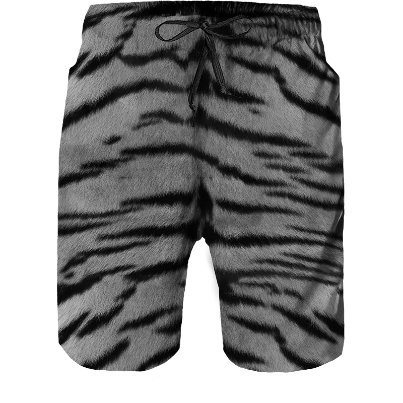 2024 Summer New Men Beach Shorts Casual Cool Animal 3d Print Tiger Short Pants Running Trunks Breathable Men Pockets Swimwear 6