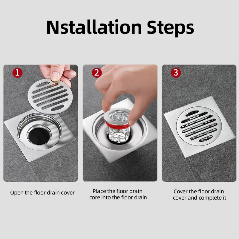 Kitchen Bathroom Floor Drain  Anti-Odor Magnetic Suction Floor Drain Removable Hair Strainer Drain Sewer Accessories