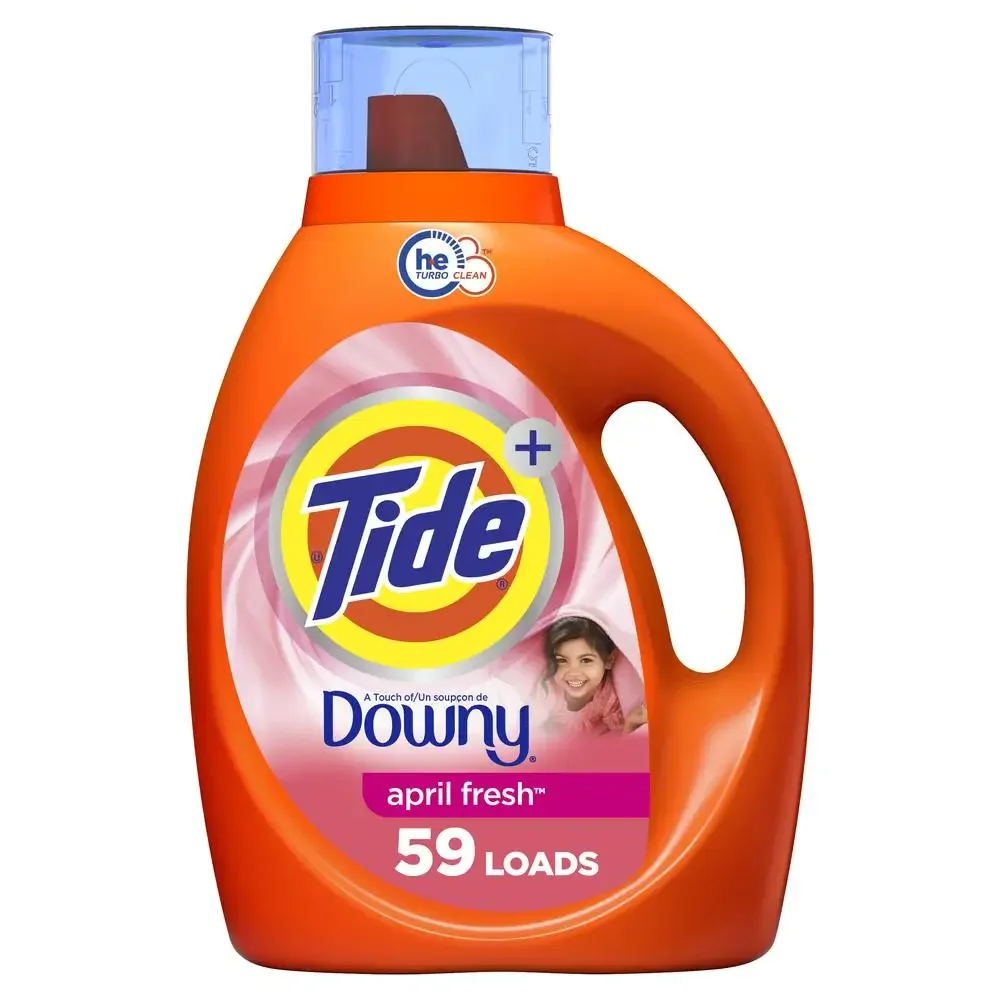 Tide Downy Liquid Laundry Detergent 84 fl oz 59 Loads Heavy-Duty Concentrated Cleanser April Fresh Scent Works Both HE