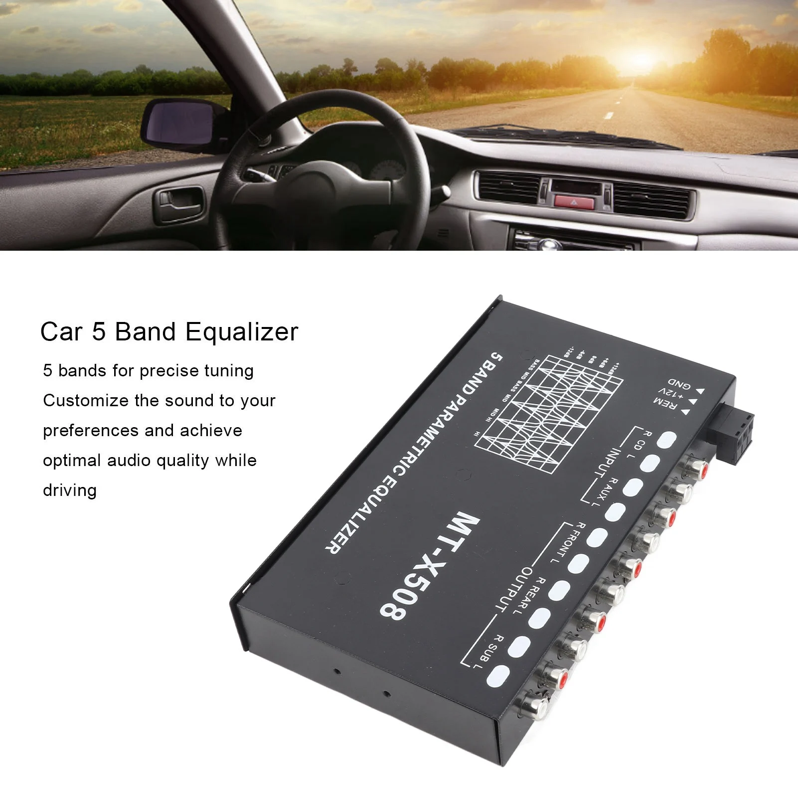 Car Audio Equalizer Adjustable 5 Bands Precise Tuning EQ Tuning Crossover Amplifier Graphic Equalizer
