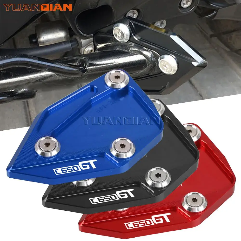 C650Gt Motorcycle Side Stand Enlarger Kickstand Pad Plate Cnc Aluminum Accessories For Bmw C600 Sport C650Gt C 650 Gt 2012-2020
