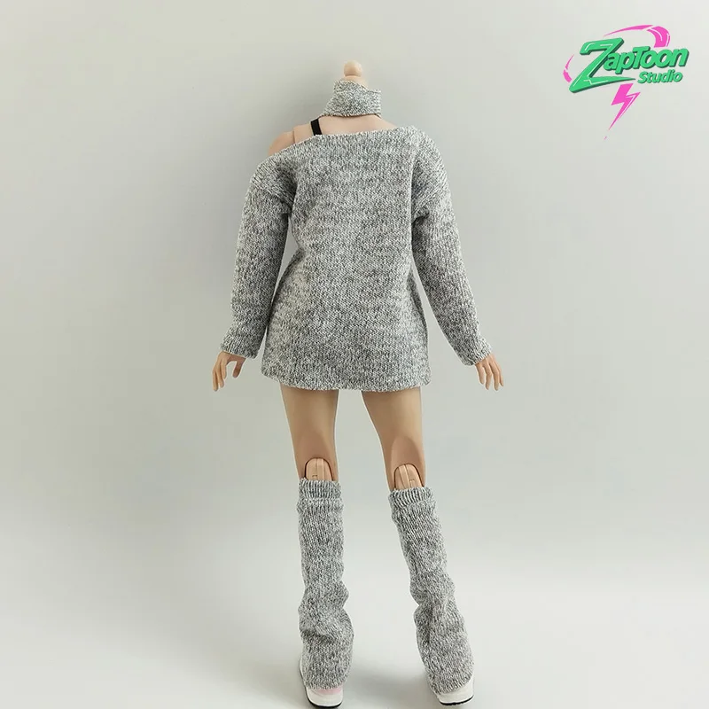 1/6 Scale Sexy Off Shoulder Oversize Jumpers for 12-inch Action Figures BJD Loose Pullover Long Sleeve T Shirt Action Outfit