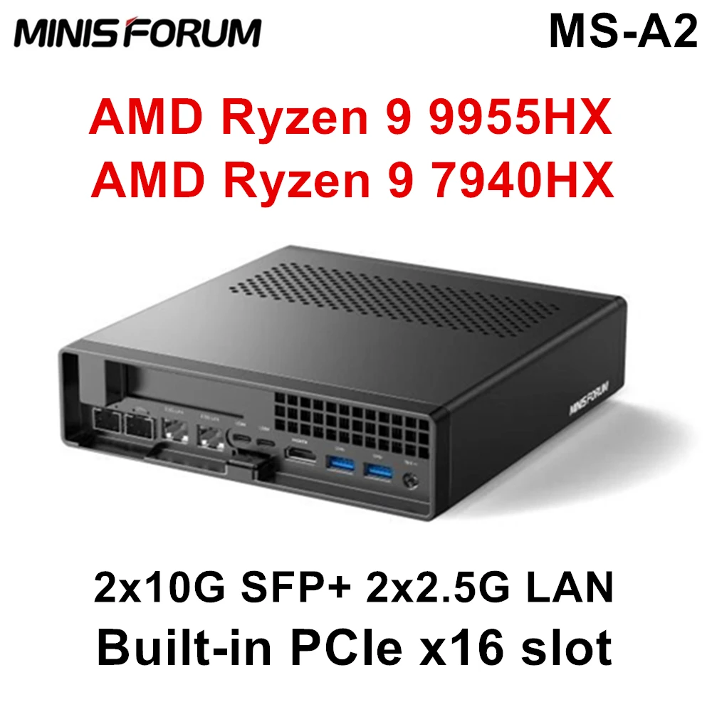 MINISFORUM MS-A2 Mini PC AMD Ryzen 9 9955HX 7940HX 2x10G SFP 2*2.5