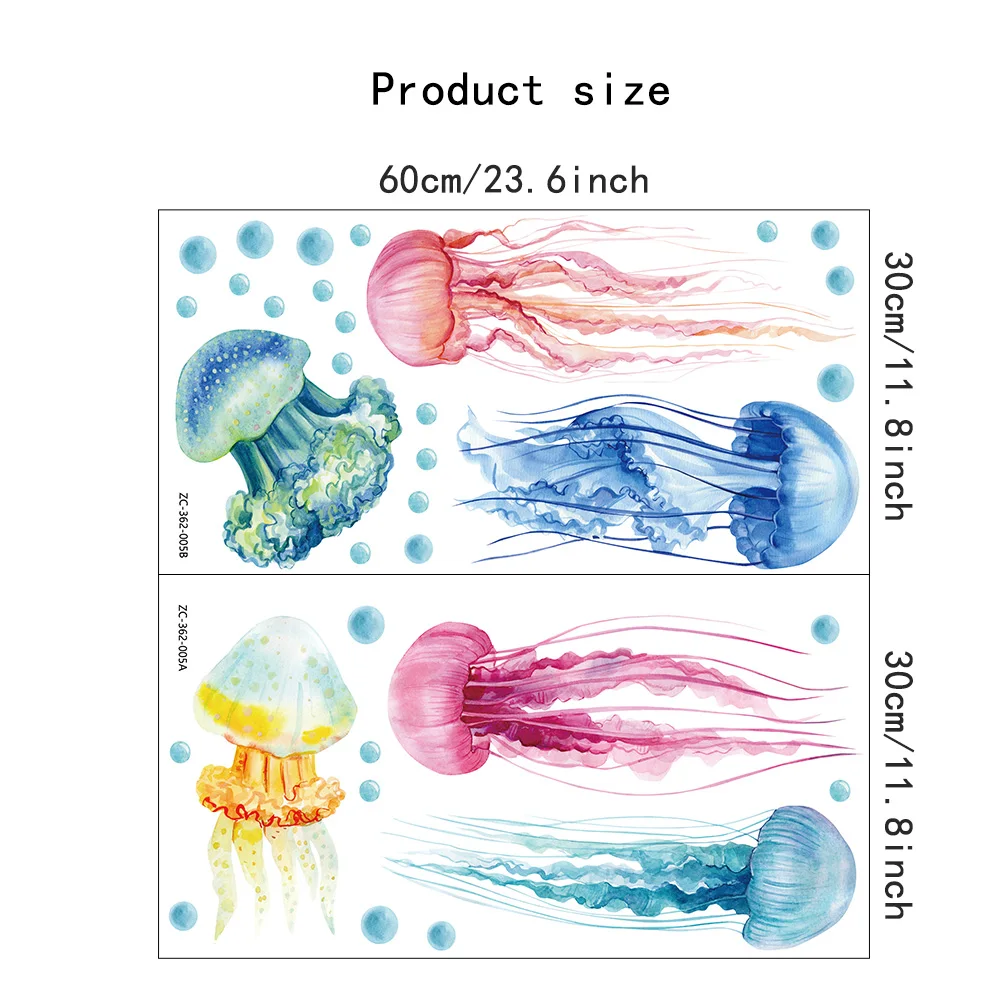 Multicolor Jellyfish Wall Stickers for Home Room Decor Removable PVC for Kids room Bathroom Nursery for Wall Stickers Luminous Wall Stickers Vinyl Decal Stickers