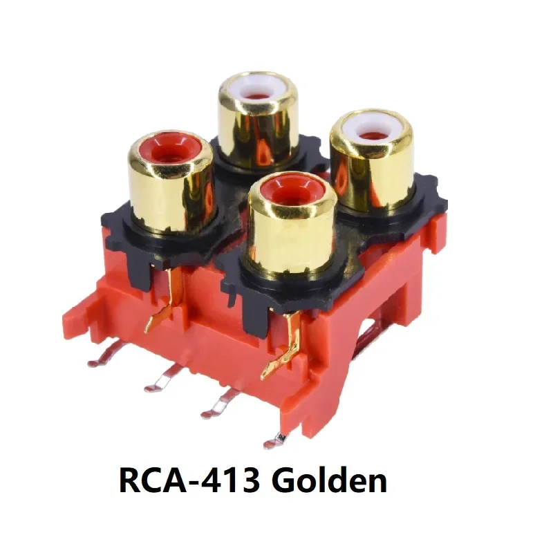 Description Picture 3 of item2PCS PCB Mounting Stereo Audio Video Jack RCA Female Connector Two Hole RCA-213 W+R Four Hole RCA-413 Six Hole RCA-613 Golden