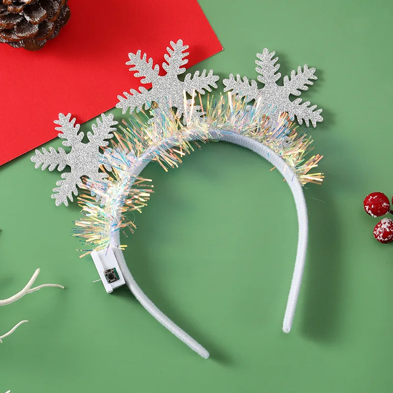 thumbnail image 1 of Diadema navideña con luces LED, copo de nieve, árbol de Navidad, diadema, decoraciones navideñas 2024 para el hogar, niñas, mujeres, regalos de Año Nuevo, 1 of 5