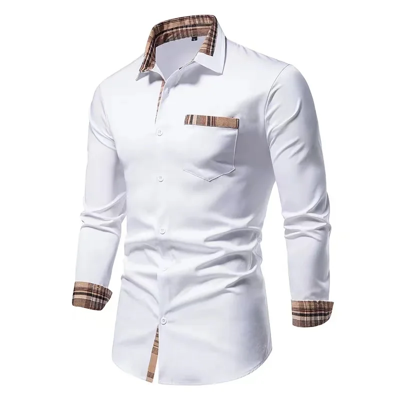 2023 new men's snapback shirt top striped color hot sale fashion casual simple spring summer 6XL