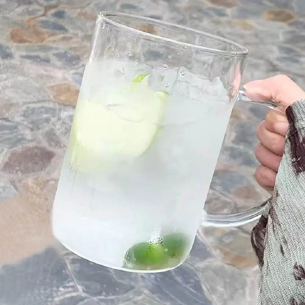Large Clear Glass Mug with Handle, Lid & Straw - Versatile Wide Mouth Design