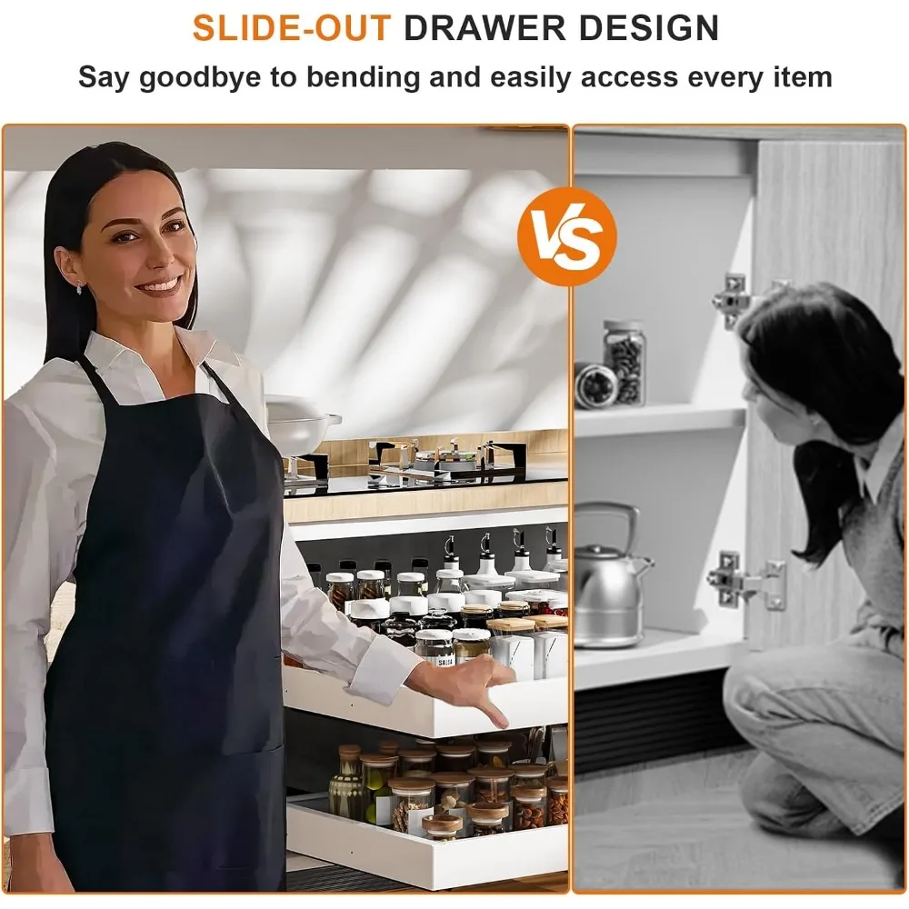 Expandable Pull Out Cabinet Organizer with Depth(16"-22") and Width(12 "-20"), Adhesive Slide out Drawers for Pots, Spice 3