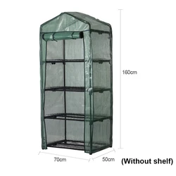 4 Tier Mini Garden Greenhouse Replacement Cover with Roll - Up Zipper Door - Water - Resistant and Transparent (Green)