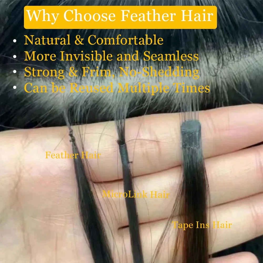 Human Hair Extensions Natural Micro Feather Human Hair Extensions Straight Real Virgin Human Hair Microloop Extensions For Women 40strands/pack