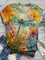 Papillon libellule motif impression 3D T-Shirts femmes manches courtes t-shirt Streetwear Y2k Harajuku T-Shirts hauts vêtements féminins 2